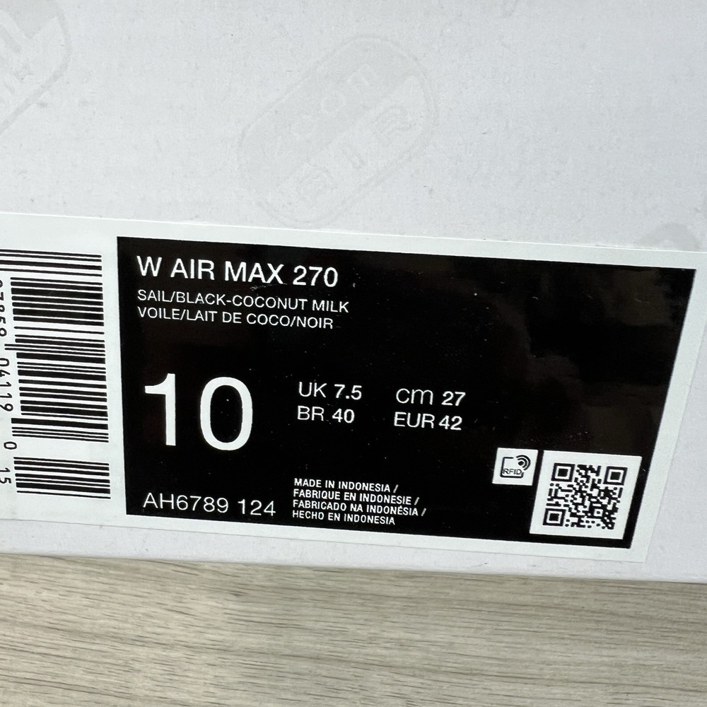 Nike Air Max 270 Sail Black Coconut Milk New DS AH6789-124 Womens Size 10 - Picture 11 of 11